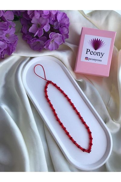 PEONY - peonyofficiall Red Crystal Design Phone Charm String Phone Strap