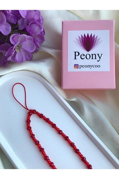 PEONY - peonyofficiall Red Crystal Design Phone Charm String Phone Strap