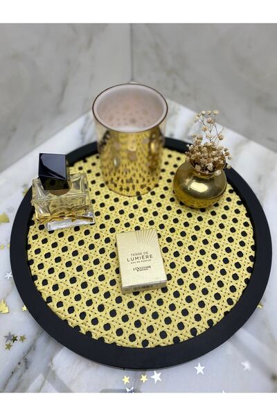 RATTAN CONCEPT Hazeran Yuvarlak Tepsi, Hazeran Sunumluk, Rattan Tepsi