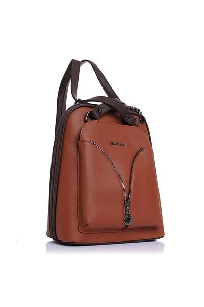 By Hakan Miami Polo 1206 Juniper Δερμάτινο γυναικείο σακίδιο πλάτης Τσάντα ώμου Καφέ-καφέ
