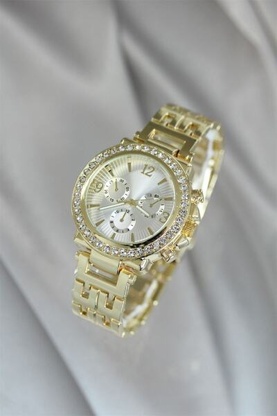 Spectrum Gold Renk Zirkon Taşlı Metal Kadın Saat