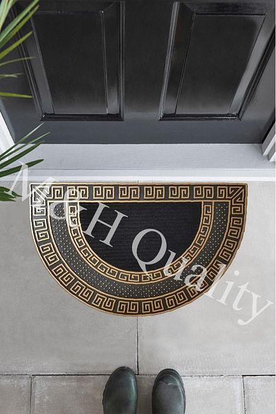 M&H Quality Outer Door Mat Oval Gold Color Non-Slip Base