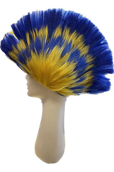 Orca Yellow Navy Blue Punk Fan Wig
