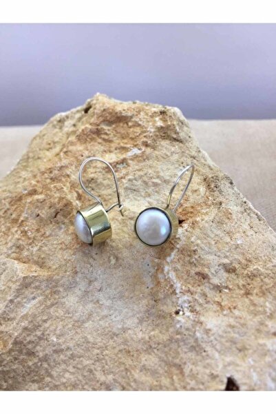 Çağrı Gümüş Doğal Inci Taşlı Otantik Gümüş Kadın Küpe 925 Ayar Mini Küpe Inci Taşlı Küpe