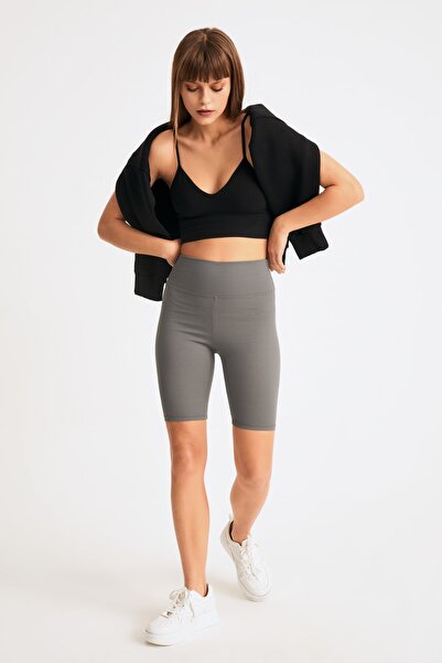 LACHT سروال نسائي مضلع لراكبي الدراجات النارية باللون الفحمي