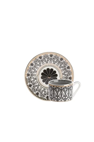 Kosova Siyah Desenli Tek Kişilik Türk Kahvesi Fincanı