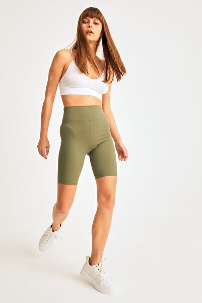 LACHT Γυναικείο κολάν με ραβδώσεις ποδηλάτου χακί