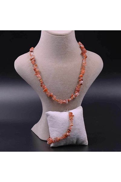 MYTAKIAĞACIMFH Agate Stone Unshaped Broken Stone Necklace Bracelet Set (with Chain Extension)