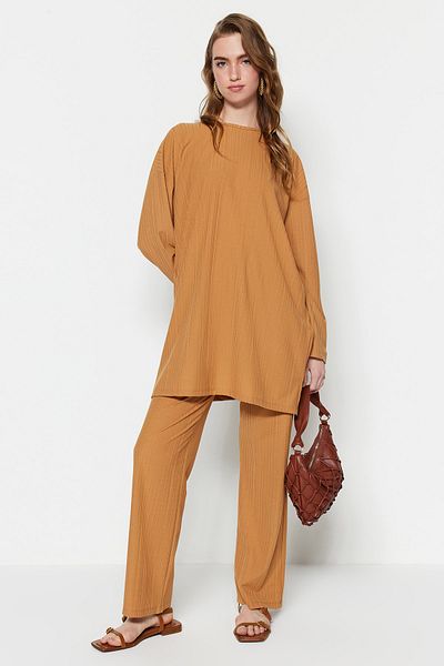 Trendyol Modest Two-Piece Set - Brown - Regular fit