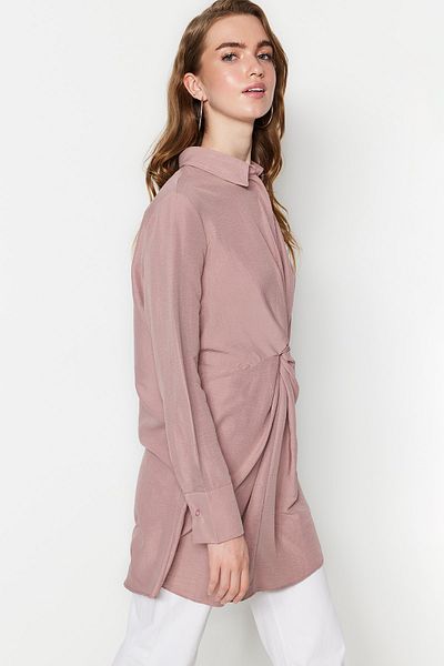Trendyol Modest Порошок Onu Buzgu Детальний тканий Aerobin Gomlek TCTSS23TG00065 TCTSS23TG00065