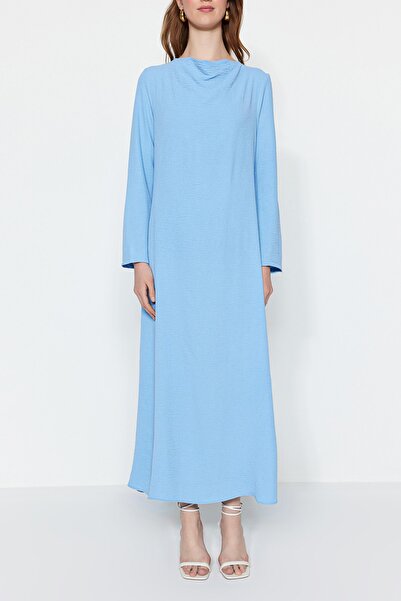 Trendyol Modest Rochie Aerobin cu guler Degaje albastru deschis TCTSS23EB00277