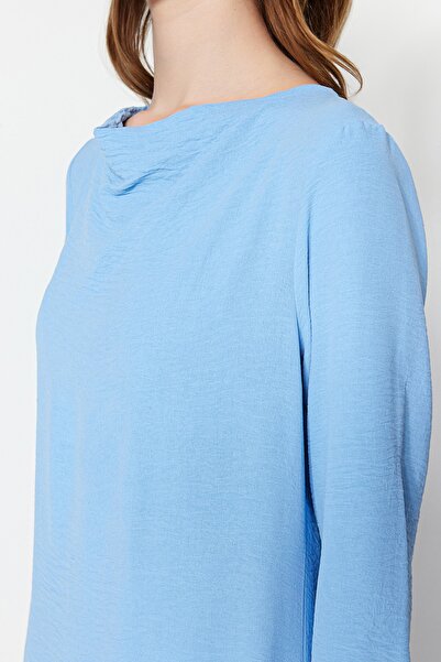 Trendyol Modest Rochie Aerobin cu guler Degaje albastru deschis TCTSS23EB00277