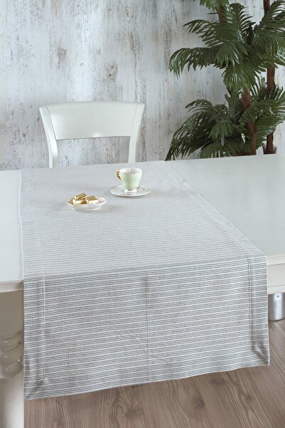 ÖDEL HOME طبيعي - قماش بولدان أزرق بترولي مخطط رفيع / عرض / غطاء تقديم