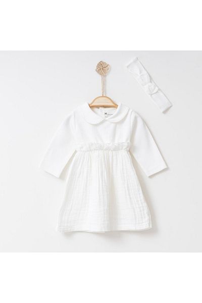 CFR Kids Baby Girl Top Lycra Combed Cotton Soft Woven Organic Cotton Muslin Dress and Bandana