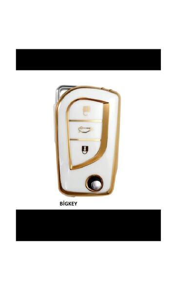 bigkey Toyota Corolla Auris Yaris 3 Butoane Sustali Nano Carcasă Cheie Albă Gold