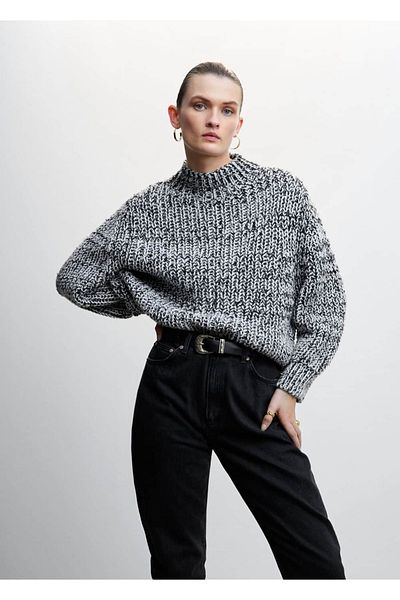 MANGO Woman Knitted Patterned Knitwear Sweater