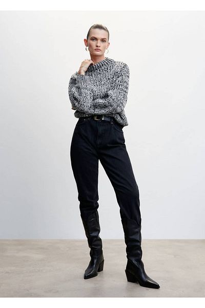 MANGO Woman Knitted Patterned Knitwear Sweater