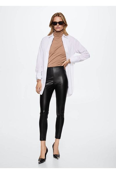 MANGO Woman Leggings in Lederoptik