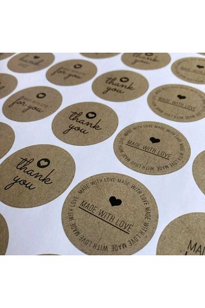 gg gençgirişimci Coated Sticker - Kraft Appearance - Mixed (4x4cm) 70 Pieces