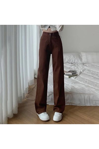DRC trend Suide Gold 90's Women's Brown Loose Lycra Super High Jeans (Very Comfortable)