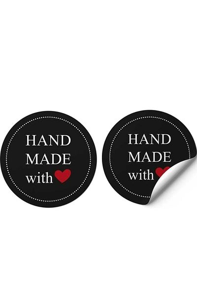 gg gençgirişimci Coated Sticker Hand Made With Love 4x4cm 70 Pieces