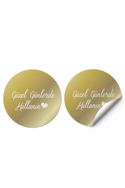 gg gençgirişimci Coated Sticker -Use in Beautiful Days -gold- (4x4 Cm) 70 Pieces