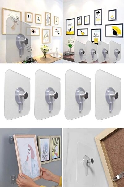 TechnoStation Şeffaf Yapışkan Askı Fotoğraf Çerçevesi Mutfak Banyo Duvar Askı...