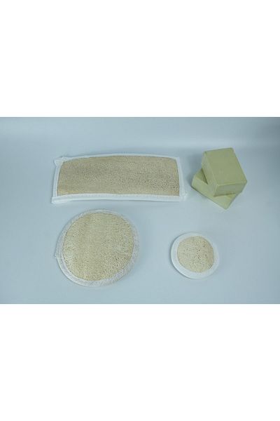 Kesecim Natural Pumpkin Fiber Body and Face Scrub - Pumpkin Fiber Back Scrub - Olive Oil Soap