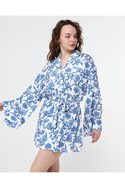 Bolder Наомі Блакитний квітковий візерунок кімоно