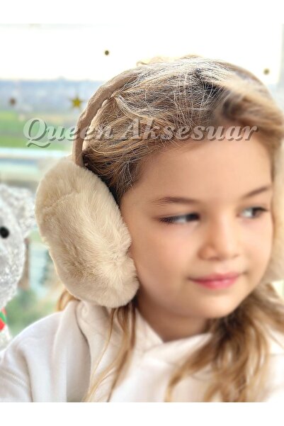 QUEEN AKSESUAR Trend Moda Lüks Ithal Kürklü Tüylü Peluş Katlanır Kulaklık Kad...