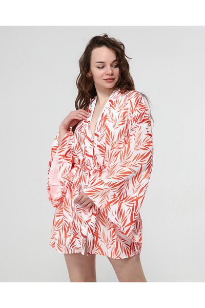 Bolder Naomi Orange Floral Pattern Kimono