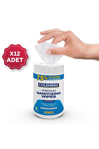 colemerg 75% Alkollü Islak Mendil Hijyen Kovası 80 Yaprak × 12 Adet
