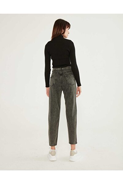 TRENDNATUREL Sista Smoked Colorfast Lycra High Waist Smooth Mom Jean Trousers