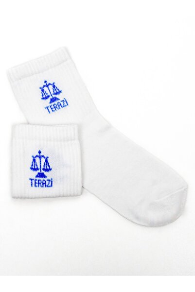 Beşiroğlu Тенис и фитнес чорапи за зодия Везни, унисекс, бели, с астрологичен...