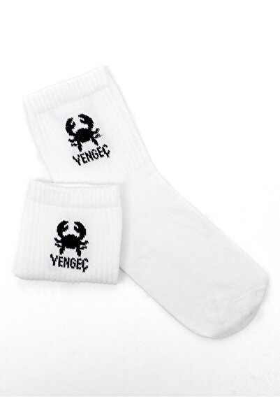 Beşiroğlu Cancer Tennis Gym Fitness Socks Unisex White Astrology Horoscope Pa...