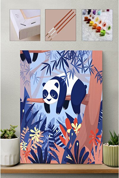 Carmen Sayılarla Boyama Seti - Yorgun Panda 40x50cm