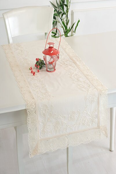 ÖDEL HOME Buldan Fabric Lacy Thread Embroidered 50X130 cm Runner