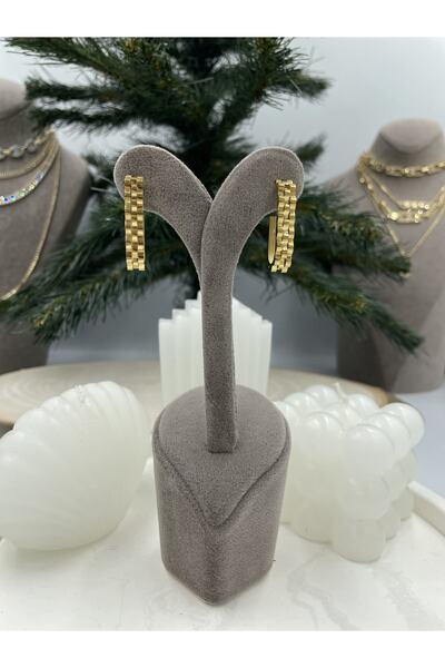 Çelik Kadın Gold Rengi Çelik Gold Rolex Model Küpe