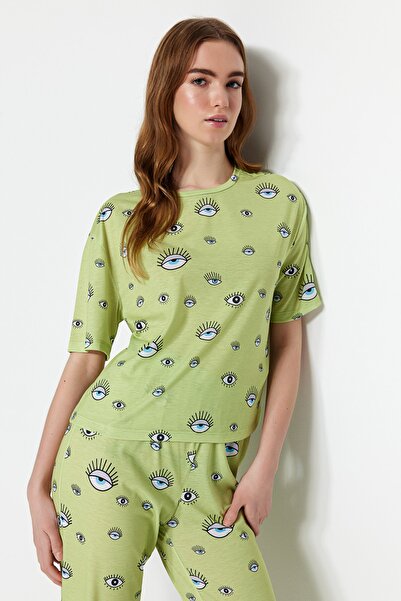 Trendyol Collection Pajama Set - Green - Landscape print