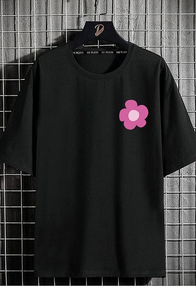 DE PLEIN Oversize Unisex Sunshine Black Printed 100% Cotton T-shirt
