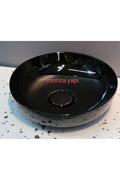 ESVİT Tezgah Üstü Çanak Lavabo 42 Cm Parlak Siyah