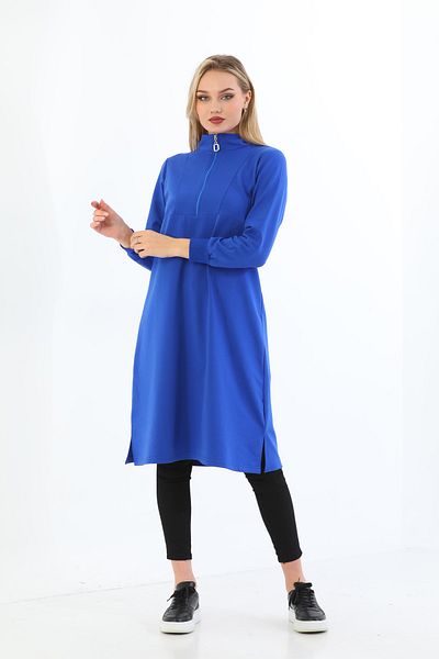 Elif Okur Hijab Long Tunic Half Zipper 110cm Saks 1222