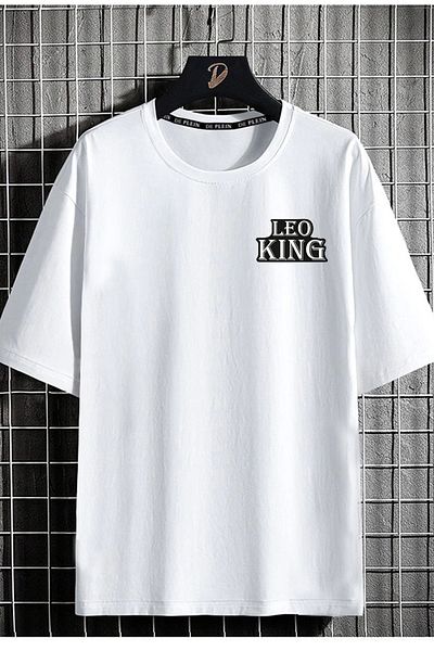 DE PLEIN White Oversize Unisex Leo King Printed 100% Cotton T-shirt