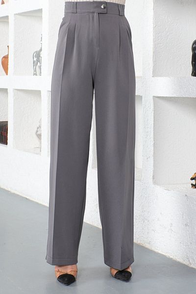 Modamihram Wide Leg Fabric Trousers Anthracite 6056