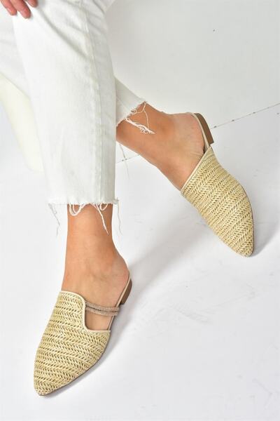 Fox Shoes Γυναικείες Παντόφλες Skin Wicker Stone Detailed P820031417