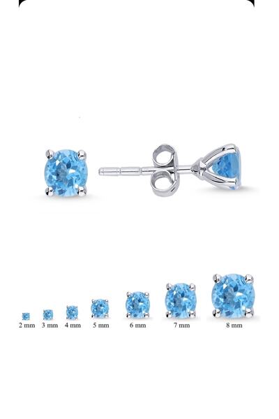 Begonia Accessories 925 Ayar Gümüş , Mavi Zirkon Tek Taş UNISEX 1 Adet Küpe ÇİFT DEĞİL