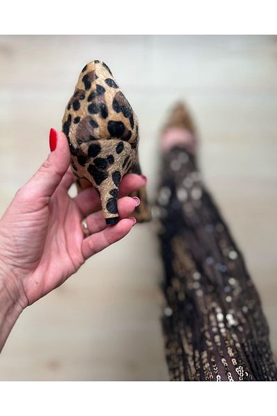 modadanall Leopard Orthopedic Short Heel Women's Stiletto