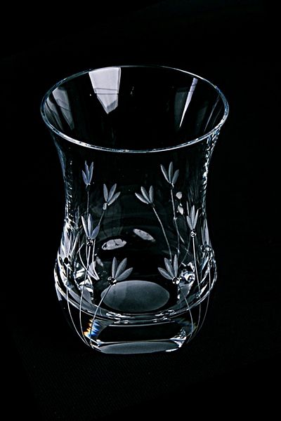 DECOSTYLE Tulip Custom Made Cut Crystal Decorative Tea Cup 6 Pieces