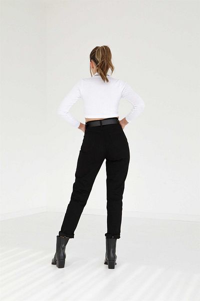 LAMİRA Black Fadeless Mom High Waist Flexible Jean
