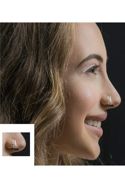 Begonia Accessories 925 Ayar Gümüş Çift Görünümlü Tek Top Halka Hızma & Küpe